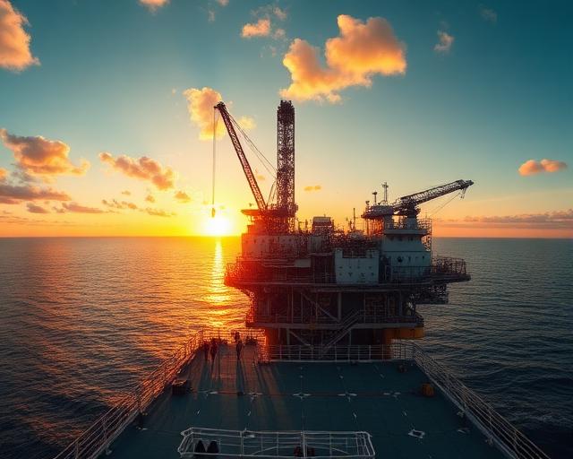 Offshore platform at sunrise representing our vision