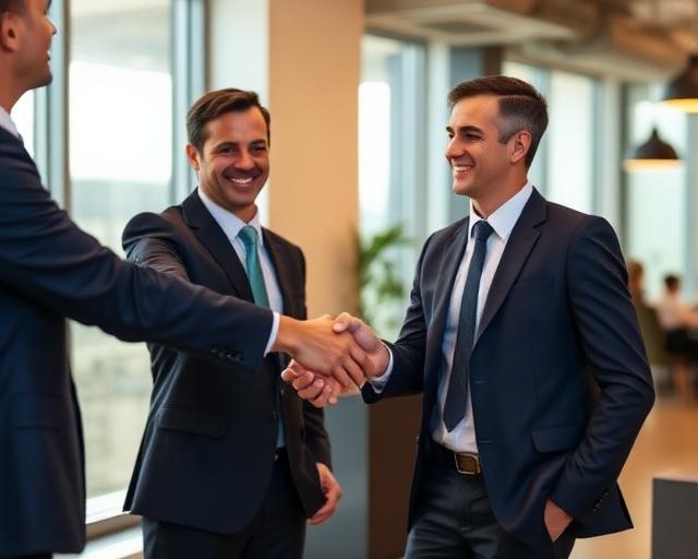 Business partnership handshake