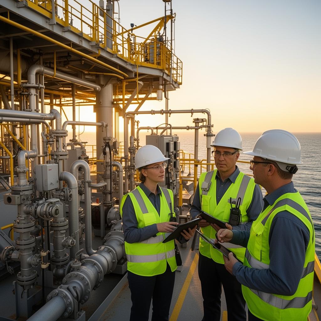 Facilities management team supporting an offshore facility