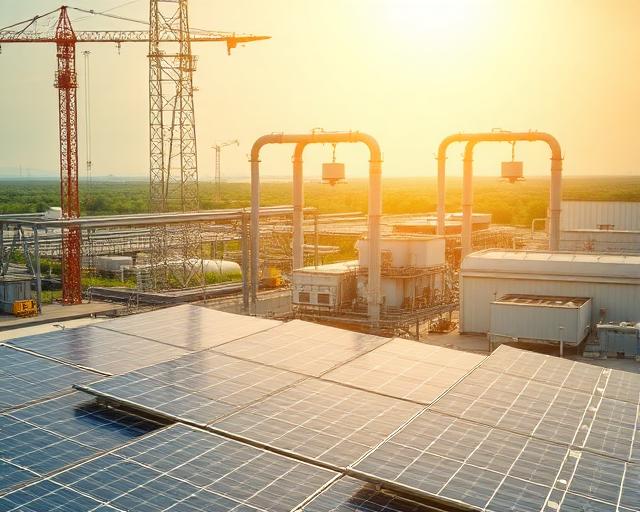 Solar panels on industrial facility
